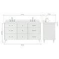 thumbnail image 2 of Ariel Monroe 67 Inch Double Rectangular Sink Bathroom Vanity With Pure White Quartz Countertop 1.5 inch Edge In White, 2 of 7