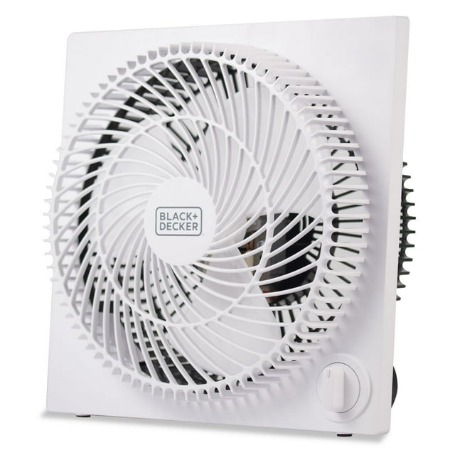 BLACK+DECKER Mini Box Fan Tabletop Quiet 9 Inch Desk Box Fans Frameless- White