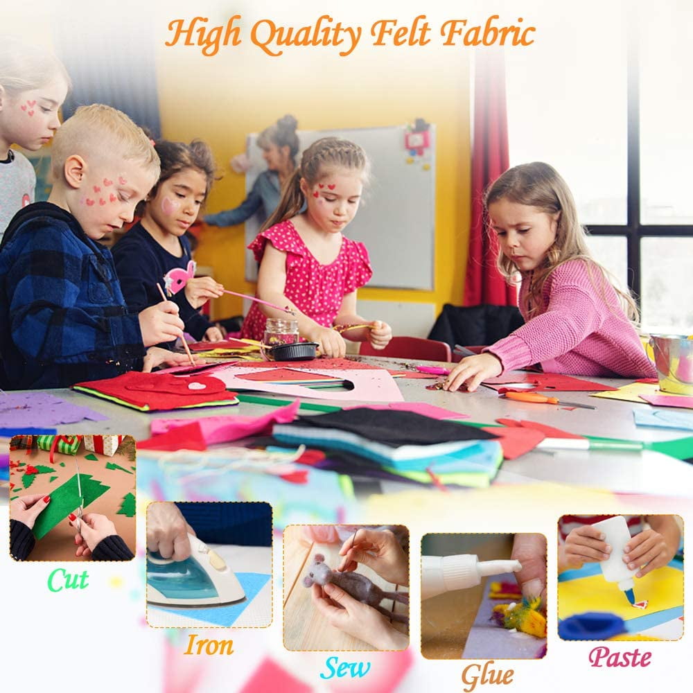 12" Felt Fabric Sheets, Floral Craft Fabric, 0.33 yd Precut, Multicolor