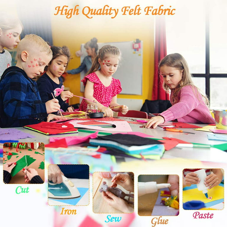 Wisremt 40pcs Craft Felt Fabric Sheets, Assorted Colors Non Woven Felt Sheets, Thick Felt Fabric Square for Kids, DIY Sewing Crafts, Patchwork, School
