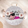 thumbnail image 3 of Ambesonne Emoji Fitted Round Tablecloth, Cool Sunglasses Funny Face, 40"- 44" Diameter, Pale Mauve Magenta and Black, 3 of 4