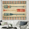 thumbnail image 2 of Designart 'Watercolor Nautical paddles' Nautical & Coastal Print on Natural Pine Wood, 2 of 3