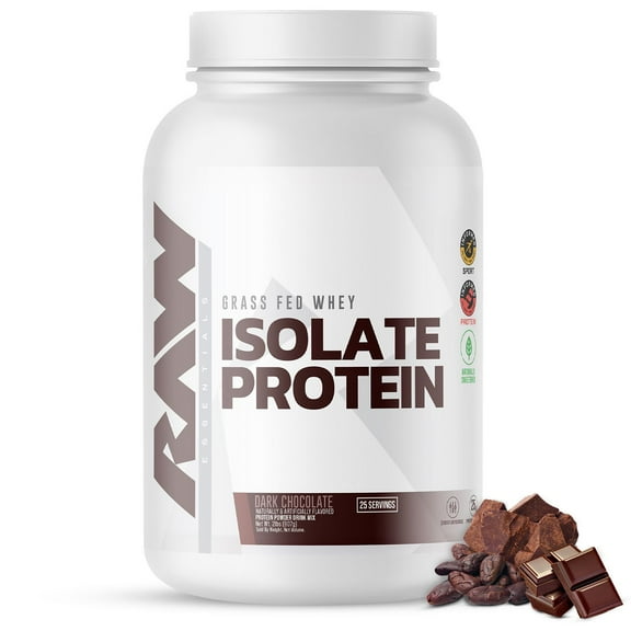 RAW 25g Grass Fed Whey Isolate Protein Powder, Dark Chocolate, 1.97 lbs.