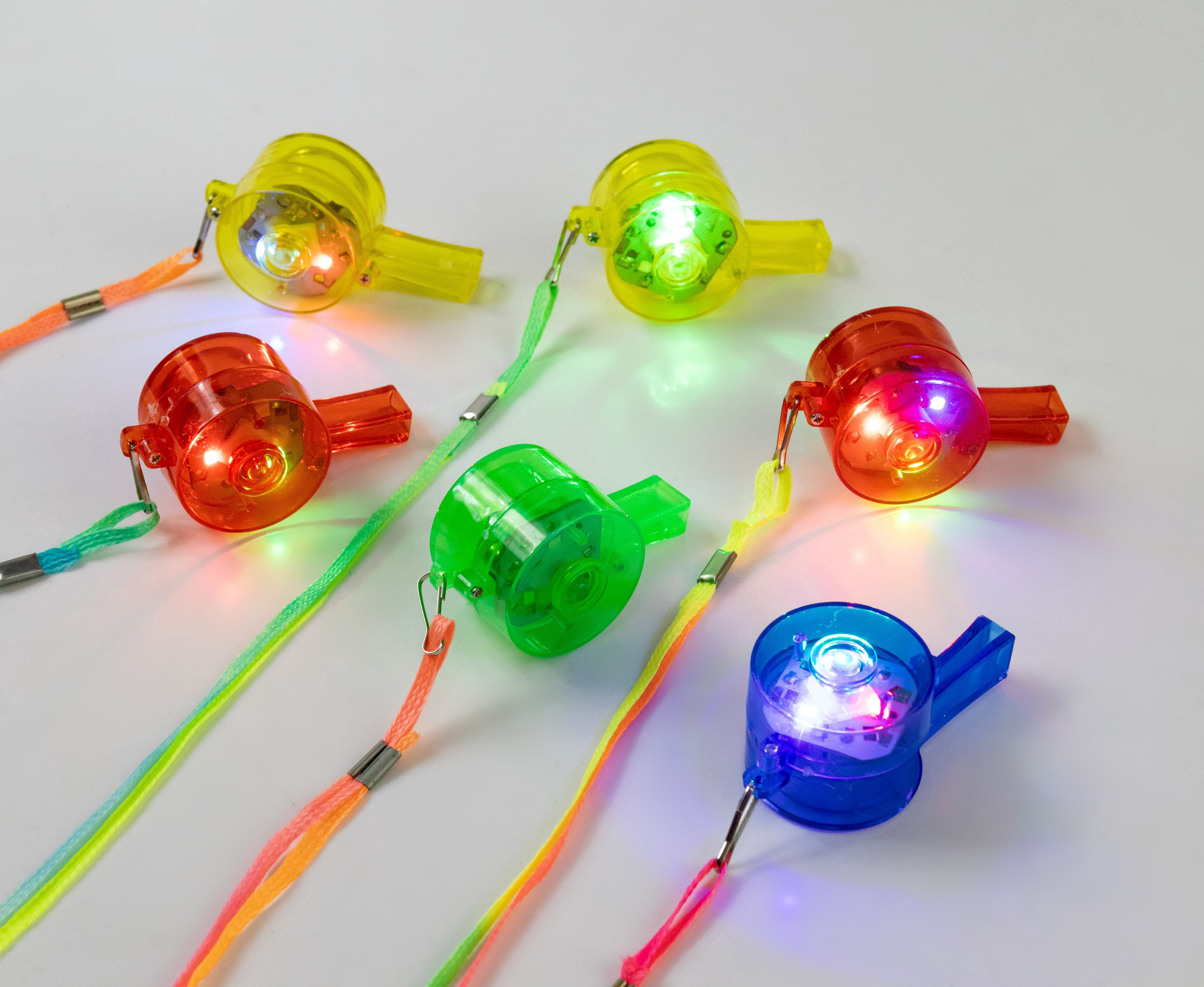 Way To Celebrate Light Up Flashing Whistle Party Favors, 6 Count LED Whistles with Lanyard