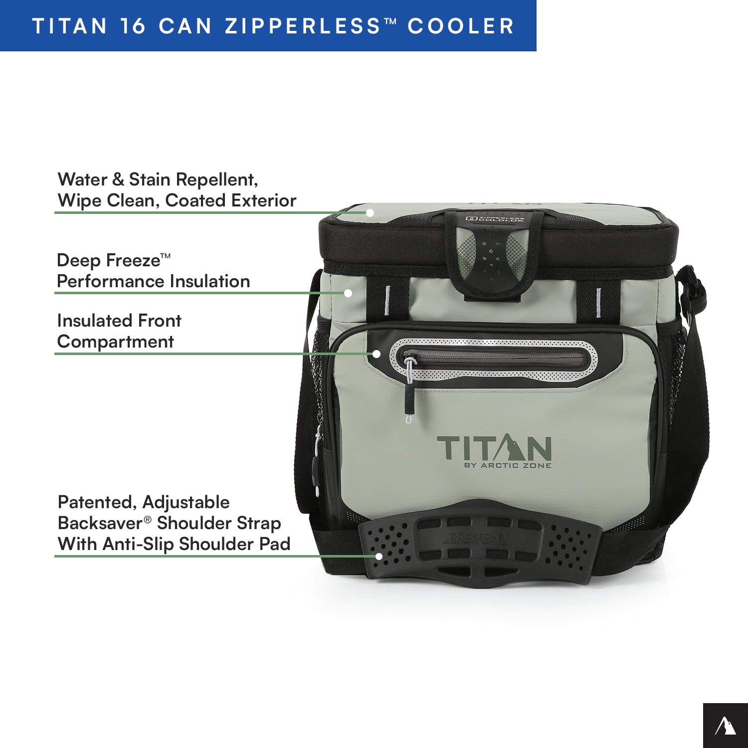 Titan by Arctic Zone 16 Can Zipperless Soft Cooler, Seagrass