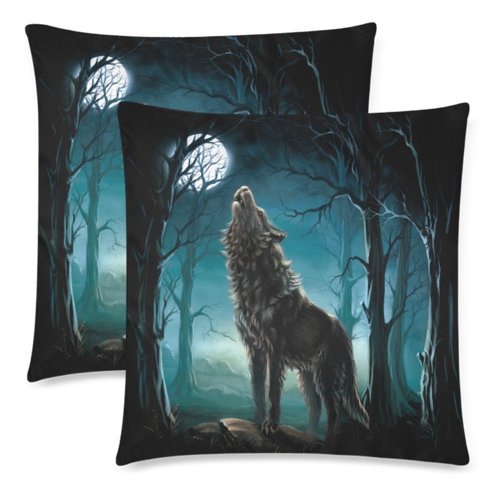 YKCG Werewolf Wolf in Forest Howling to the Full Moon Pillowcase Pillow ...