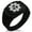 Black, variant on Stainless Steel Radioactive Gear CZ Ribbed Needle Stripe Pattern Biker Style Polished Ring