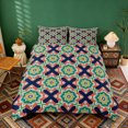 thumbnail image 2 of Erosebridal Vintage Mandala Plaid Queen Duvet Cover Set for Girls, Green Floral Bedding, Navy Reversible 3 Pieces, 1 Duvet Cover and 2 Pillowcases (No Comforter), 2 of 6