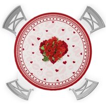 Fitted Tablecloth for Round Table,Red Love Quote Valentine''s Day Table Cover with Elastic Edge Waterproof Table Cloth,Lip Back Mother''s Day Circle Table Covers for Kitchen Indoor Outdoor 36-44in
