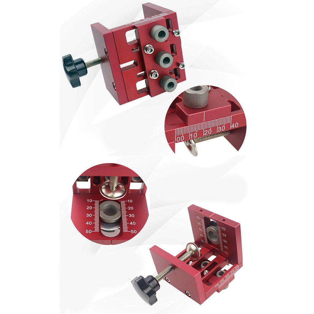 3-in-1 Punching Locator Wood Doweling Jig Hole Drilling Guide Hole Puncher Positioning Clamping Range 0-60mm 2.36inches