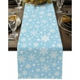 thumbnail image 5 of Christmas Winter Snowflakes Table Runner 13x70in Non-Slip Cotton Linen Table Runners, Blue and White Dresser Scarves TableRunner for Dinner Kitchen Dining Wedding Party, 5 of 9