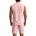 thumbnail image 4 of Summer 2 Piece Sets for Men Summer Sleeveless Button Down Vest and Shorts Breathable Casual Comfortable Pure Color Pajama Set, 4 of 6