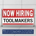 thumbnail image 3 of Now Hiring Toolmakers 13 oz Heavy Duty Vinyl Banner Tool Maker Jobs Available Help Wanted Sign for Business Advertising Indoor/Outdoor Single-Sided with Metal Grommets (2x5 ft, Wh & Re & Bk), 3 of 6