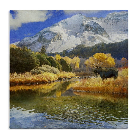 Stupell Industries Moose on Dolores River Landscape & Nature Photography Wrapped Canvas Art Print Wall Art, 17 x 17