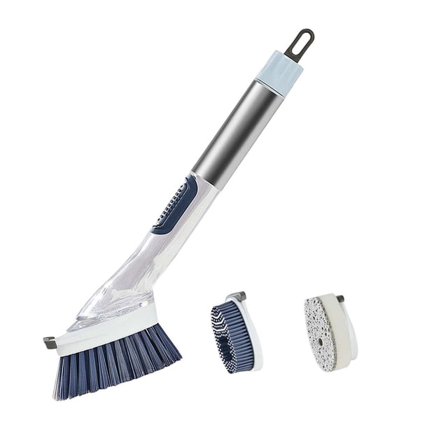 Cepillo para platos , cepillo para fregar material acero inoxidable, cepillo para fregar, Control de jabón para platos, cepillo para lavar, , Azul BLESIY cepillo dispensador de jabón