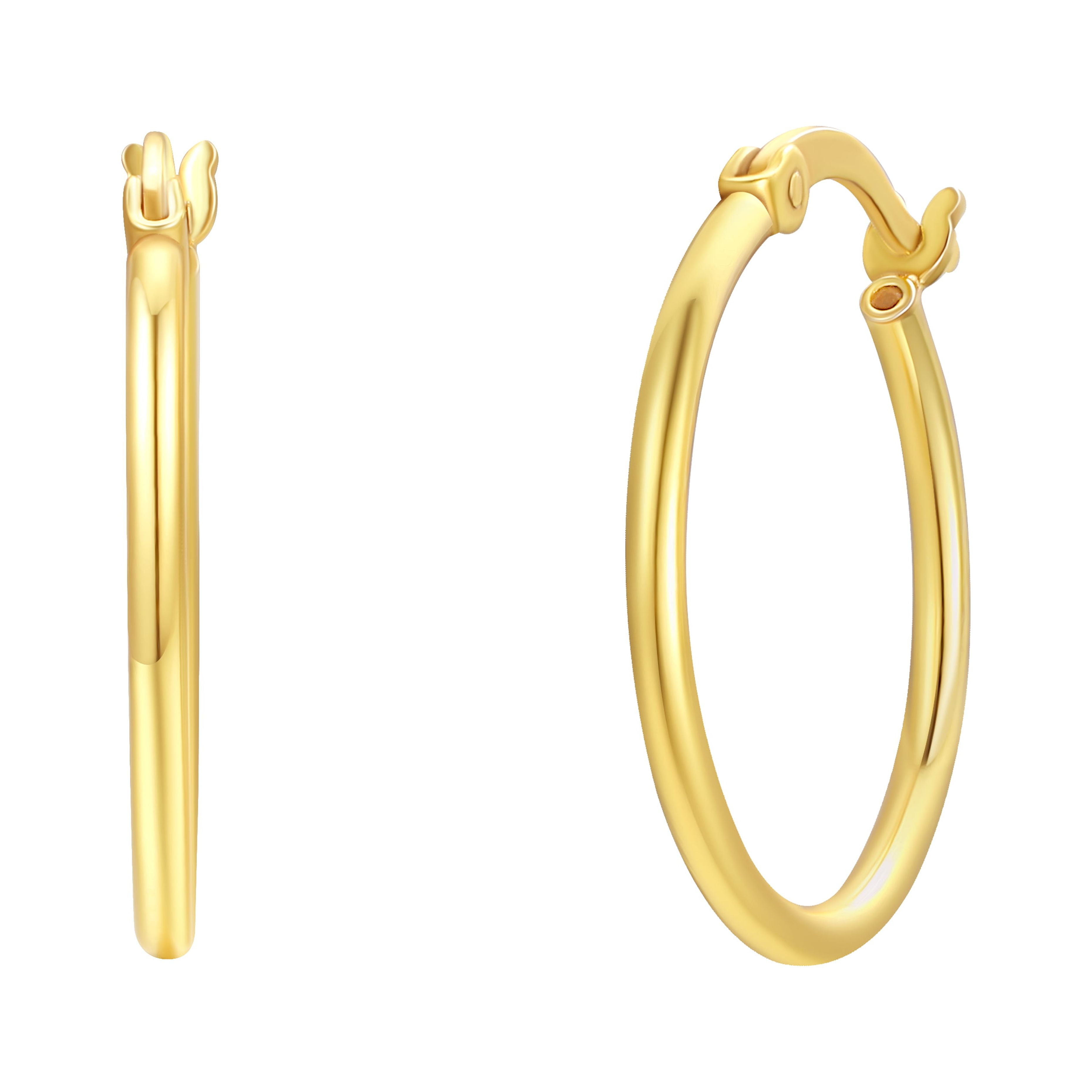 Brilliance Fine Jewelry 3 Tone Hoop Earring Set in 14K Rose Gold/Gold Plated Sterling Silver 20MM