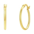 thumbnail image 5 of Brilliance Fine Jewelry 3 Tone Hoop Earring Set in 14K Rose Gold/Gold Plated Sterling Silver 20MM, 5 of 9