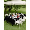 thumbnail image 3 of Outdoor Tablecloth with Umbrella Hole and Zipper, Black American Flag Rectangle Table Cloth 60x120 Inch Waterproof Tablecloth, Abstract Red Hockey Stripes Us Flag Picnic Table Cover for Patio Camping, 3 of 7