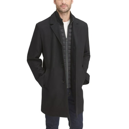 Men's Dockers® Midweight Wool-Blend Topcoat with Quilted Bib Color: Black Size: M