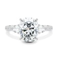 thumbnail image 2 of 3.00 Ct Elongated Cushion Cut Moissanite Trilogy Engagement Ring, Cathedral Pavé, 14K White Gold, 2 of 7