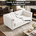 thumbnail image 6 of HUMEHA 59 Inch Beige Velvet Tufted Loveseat, Square Arms with Button Detail, Nailhead Trim, Crystal Acrylic Legs for Living Room, Bedroom, 6 of 8
