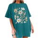 thumbnail image 1 of Faldas Cortas para Mujeres, Impresión de Flores Casual Oversized Camiseta de Manga Corta Top Hecho de 95% Poliéster 5% Spandex para Primavera Verano, Falda Corta de Verano, 1 of 7