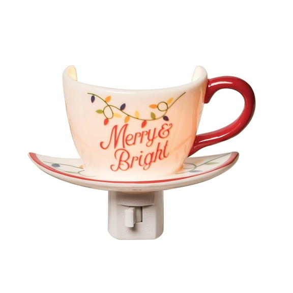 Christmas "Merry Bright" Bubble Plug In Night Light w/ Switch