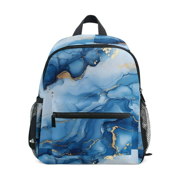 ALAZA Blue Golden Marble School Backpack Small Bookbag Mini Bags