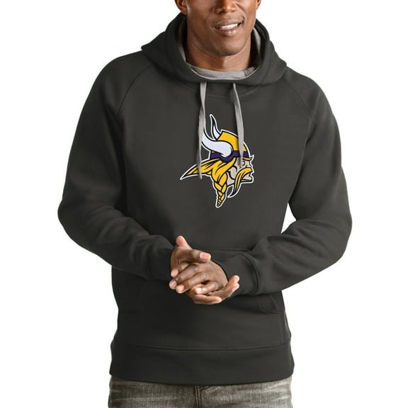 Men's Antigua Charcoal Minnesota Vikings Victory Pullover Hoodie