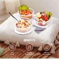 thumbnail image 5 of SOPL-OLIVEWARE Grace Glassware Round Lunchbox, Napkin & Steel Spoon, Borosilicate Glass & Microwave Proof, Set of 3 (400ml) - Grey, 5 of 5