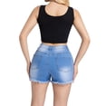 thumbnail image 4 of jinghuiyue Womens Ripped Denim Shorts Mid Rise Stretchy Frayed Raw Hem Casual Summer Jean Shorts XXL, 4 of 7