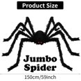 thumbnail image 2 of Araña gigante de Halloween de 59 pulgadas, decoración de Halloween de araña gigante, juguete de peluche de tarántula negra, accesorios de araña gigante de carnaval (150 cm), 2 of 5