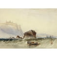 thumbnail image 2 of Circle of Henry Barlow Carter 24x18 Black Ornate Framed Double Matted Museum Art Print Titled: Three Men in Rowboat off Rocky Coast, 2 of 5
