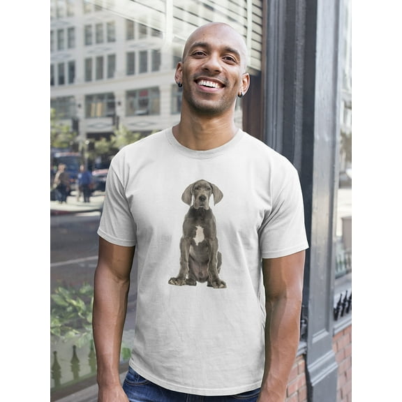 Smartprints Mens Graphic Tee - Great Dane Dog Sitting - Regular Fit 100% Cotton