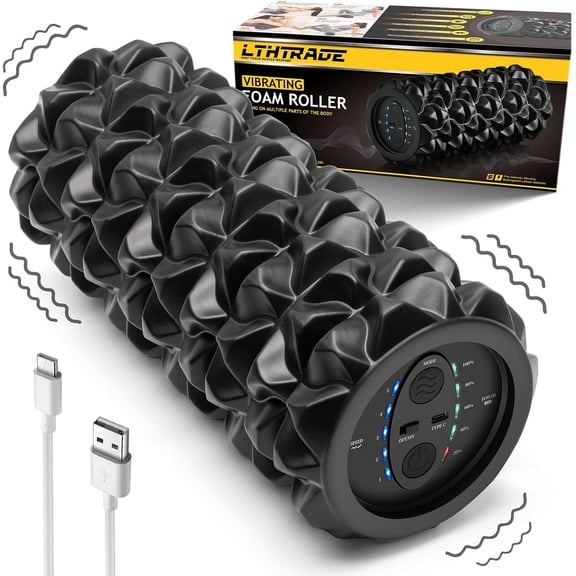 Vibrating Foam Roller, High Density Massage Muscle Roller Back for Pain Relief & Recovery and Physical Therapy, 5-Speed Rechargeable Exercise 2 Modes