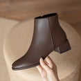 thumbnail image 2 of Siilsaa Women's Ankle Boots Block Heel Booties Brown,6.5, 2 of 5