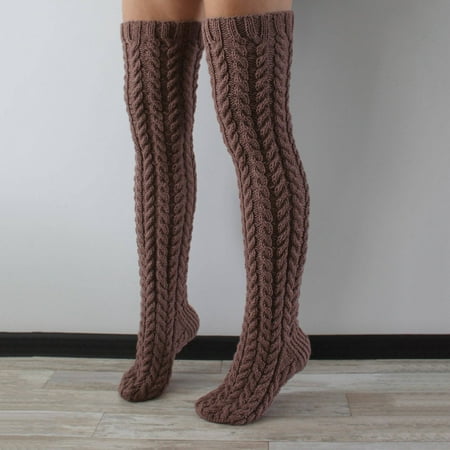 

qazqa high stockings for womens cable knit extra long boot socks over knee thigh stocking leg warmers
