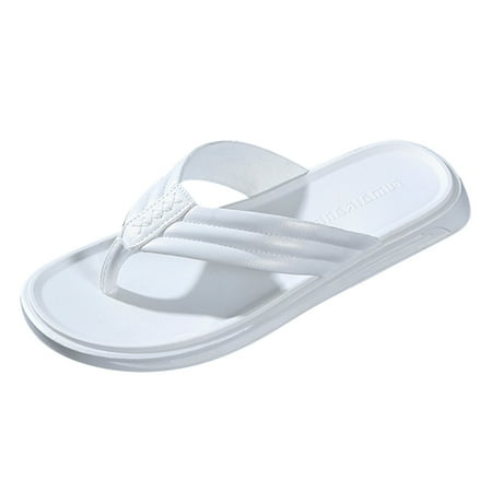 LBECLEY Foreign Shoes for Men Men Shoes Fashion Beach Flip Flops Flat Toe Sandwich Beach Flip Flops for Men Mens Sandals and Flip Flops White 41