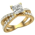 thumbnail image 4 of Princess Cut Diamond Engagement Rings 14K Gold Split Shank Style Cross Shank 1.75 CT TW 14K Gold (J-K,SI1), 4 of 8