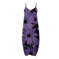 thumbnail image 4 of Lenago Robes de Printemps Grande Taille pour Femmes 2023 Mode pour Femmes à Bretelles Taille Mi-Haute Col en V Sans Manches à Rayures Imprimé Floral Coupe Ajustée Robe Longue de Plage Robes d'Été de Plage en Liquidation, 4 of 5