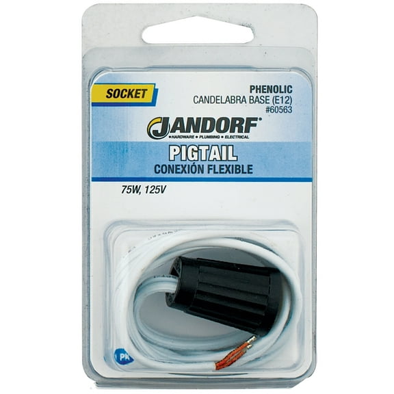 Jandorf 60563 Lamp Socket, 24 in Wire Dimensions, 125 V, 75 W, Phenolic Housing Material, Black