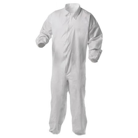 Kimberly-Clark 38929 Extra Large Elastic Wrists & Ankles Zipper Front A35 lqd & Particle Protection Coveralls, White