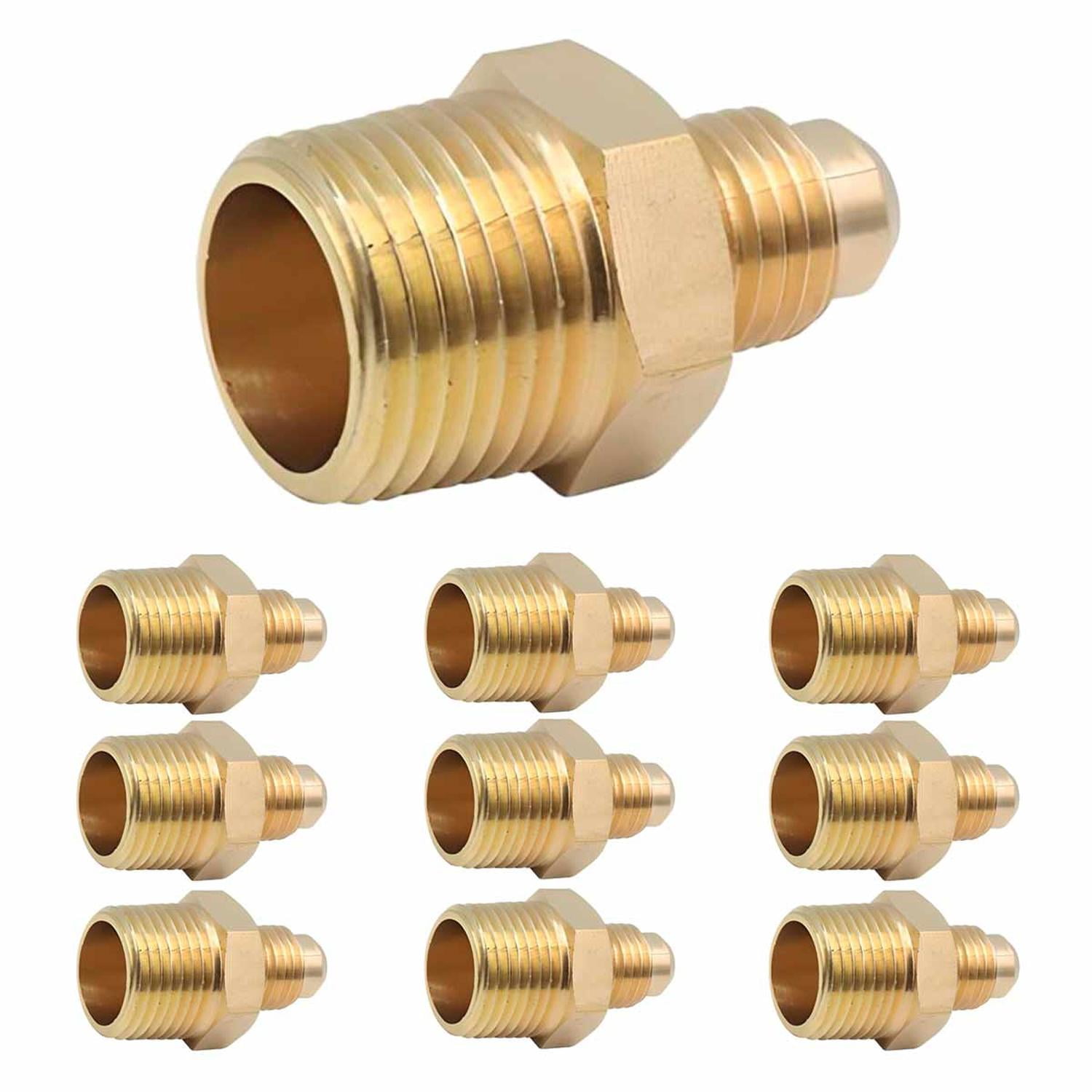10 Pzs Niple Terminal Conexion De Laton Para Gas 3/8" X 1/2" dorado 3/8
