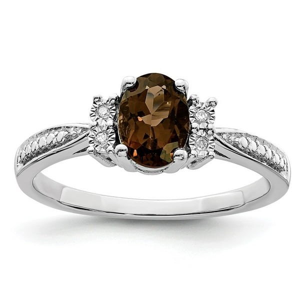 AA Jewels Solid 925 Sterling Silver Diamond and Chocolate Brown Smoky