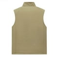 thumbnail image 3 of ZUKMRJPC Men's Outdoor Work Vest Lightweight Waterproof Sleeveless Zipper Stand Collar Fleece Lined Warm Vest with Multi-Pockets, 3 of 4