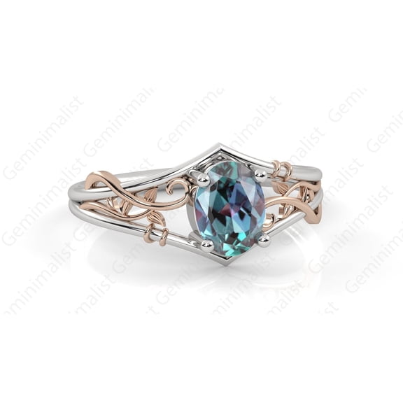 Alexandrite Ring, 925 Sterling Silver Ring, Color Change Stone Ring, Oval Cut Alexandrite Ring, Engagement Ring, Ring for gift