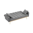 thumbnail image 5 of Gray Teddy Fabric 69" Convertible Sofa Bed for Small Spaces, Adjustable Backrest, 3-Seater Couch with Removable Pillows, 5 of 7
