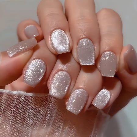 RAGUPEL 2026 New Compared to Cat Eye Dark Red Press on Nails Short Sparkly Chrome Black Fake Nails Press on Short Reusable Soft Gel Glue on Nails for Birthday Party Small Sizes Press on Gel Nails