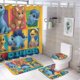 thumbnail image 1 of Rancho Dino-theme 4-Piece Shower Curtain Set with Rugs, Waterproof Bathroom Decor Set Includes Bath Mat, U-Shaped Rug, Toilet Lid Cover and Curtain with Hooks, 1 of 6
