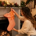 thumbnail image 6 of Christmas Stocking, Plaid Ruffle Mantel Stocking, Checked Stocking with Layered Ruffle Cuff Bow Accent and Hanging Loop for Fireplace, Soft Fabric with DetaiLED Seasonal Styling, 6 of 7